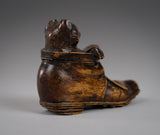 19th Century Carved Cat In Boot Novelty Inkwell - Harrington Antiques