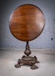 19th Century Cast Iron Tilt Table With Later Flame Mahogany Top. - Harrington Antiques