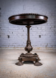 19th Century Cast Iron Tilt Table With Later Flame Mahogany Top. - Harrington Antiques