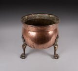 19th Century Copper Cauldron Jardiniere With Brass Paw Feet - Harrington Antiques