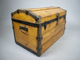 19th Century Domed Pine Iron Bound Trunk by Eagle Lock Co, USA. - Harrington Antiques