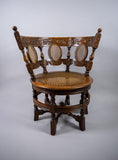 19th Century Dutch Colonial Carved Oak Burgomeister Chair With Original Cushion - Harrington Antiques