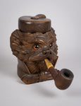 19th Century Finely Carved Black Forest Dog Tobacco Jar & Pipe - Harrington Antiques