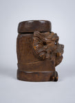 19th Century Finely Carved Black Forest Dog Tobacco Jar & Pipe - Harrington Antiques