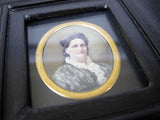 19th Century Finely Painted Porcelain Miniature Of A Lady In Ebonised Frame - Harrington Antiques