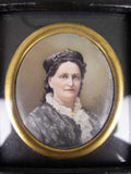 19th Century Finely Painted Porcelain Miniature Of A Lady In Ebonised Frame - Harrington Antiques