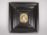 19th Century Finely Painted Porcelain Miniature Of A Lady In Ebonised Frame - Harrington Antiques