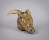 19th Century Folk Art Carved Wooden Ram's Head With Horns. - Harrington Antiques