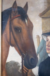 19th Century Folk Art - Horse & Rider In Maple Frame. Oil On Canvas. - Harrington Antiques