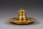 19th Century Gilt Bronze & Malachite Inkwell - Harrington Antiques