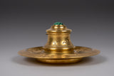 19th Century Gilt Bronze & Malachite Inkwell - Harrington Antiques