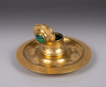 19th Century Gilt Bronze & Malachite Inkwell - Harrington Antiques