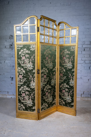 19th Century Giltwood & Bevelled Glass Three Leaf Folding Screen. - Harrington Antiques