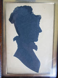19th Century Hand Painted Silhouette Of A Woman In Leather Frame - Harrington Antiques