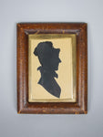 19th Century Hand Painted Silhouette Of A Woman In Leather Frame - Harrington Antiques