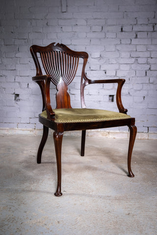 19th Century Mahogany Art Nouveau Chair In The Manner of J. Shoolbred, c.1880 - Harrington Antiques