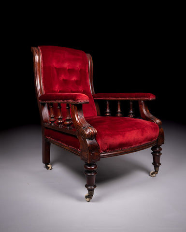 19th Century Mahogany Reading / Library Chair - Harrington Antiques