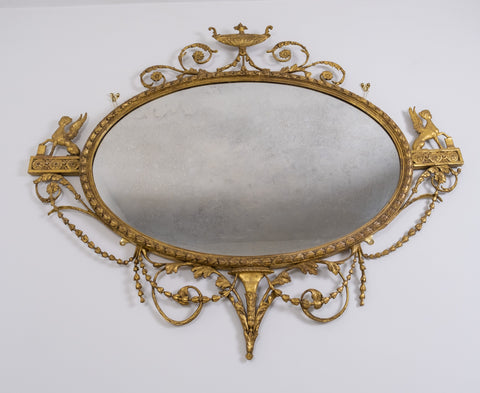 19th Century Neo-Classical Oval Gilt Sphynx Mirror (Royal Provenance) - Harrington Antiques