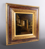 19th Century Oil On Board - Cottage Interior. - Harrington Antiques