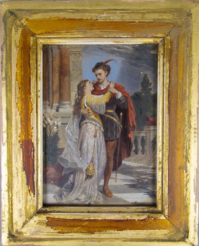 19th Century Oil On Board - Romeo & Juliet On Balcony. - Harrington Antiques