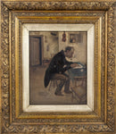 19th Century Oil On Canvas - Haggard Writer/Musician In Interior Scene. - Harrington Antiques