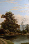 19th Century Oil On Canvas - Lady Walking By Pond. Signed 'T. Morris'. - Harrington Antiques