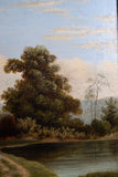 19th Century Oil On Canvas - Lady Walking By Pond. Signed 'T. Morris'. - Harrington Antiques