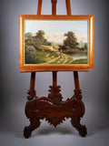 19th Century Oil On Canvas - Lady Walking By Pond. Signed 'T. Morris'. - Harrington Antiques