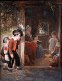 19th Century Oil On Canvas - Outside School - Harrington Antiques