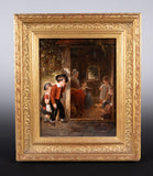 19th Century Oil On Canvas - Outside School - Harrington Antiques