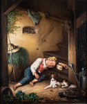 19th Century Oil On Canvas - Sleeping Boy With Bugs - Harrington Antiques