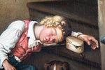 19th Century Oil On Canvas - Sleeping Boy With Bugs - Harrington Antiques