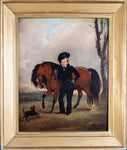 19th Century Oil On Panel - Boy With Horse. Naive School. - Harrington Antiques