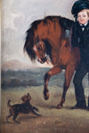 19th Century Oil On Panel - Boy With Horse. Naive School. - Harrington Antiques