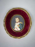 19th Century Portrait Miniature Of Napoleon Bonaparte - Velvet & Gilt Frame. - Harrington Antiques