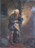 19th Century Portrait Of A Man With Flagon. Oil On Canvas. - Harrington Antiques