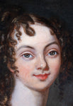 19th Century Portrait Of A Young Lady With Tartan Shawl. Oil On Board. - Harrington Antiques