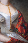 19th Century Portrait Of A Young Lady With Tartan Shawl. Oil On Board. - Harrington Antiques