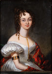 19th Century Portrait Of A Young Lady With Tartan Shawl. Oil On Board. - Harrington Antiques