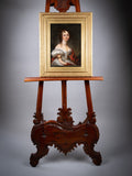 19th Century Portrait Of A Young Lady With Tartan Shawl. Oil On Board. - Harrington Antiques