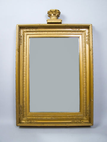 19th Century Royal Portrait Gilt Gesso Crown Frame With Later Bevelled Mirror Plate. - Harrington Antiques