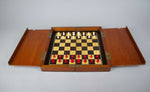 19th Century Victorian Mahogany Folding Travelling Chess Set (Complete), c.1890 - Harrington Antiques