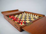 19th Century Victorian Mahogany Folding Travelling Chess Set (Complete), c.1890 - Harrington Antiques