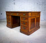 19th Century Victorian Mahogany Pedestal Desk by Newson & Co, London. - Harrington Antiques