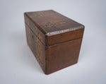 19th Century Walnut Marquetry Twin Compartment Tea Caddy - Harrington Antiques