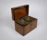 19th Century Walnut Marquetry Twin Compartment Tea Caddy - Harrington Antiques