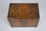 19th Century Walnut Marquetry Twin Compartment Tea Caddy - Harrington Antiques