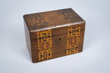 19th Century Walnut Marquetry Twin Compartment Tea Caddy - Harrington Antiques