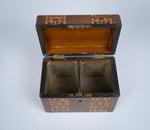 19th Century Walnut Marquetry Twin Compartment Tea Caddy - Harrington Antiques