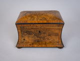 19th Century Walnut Waisted Twin Compartment Tea Caddy. - Harrington Antiques